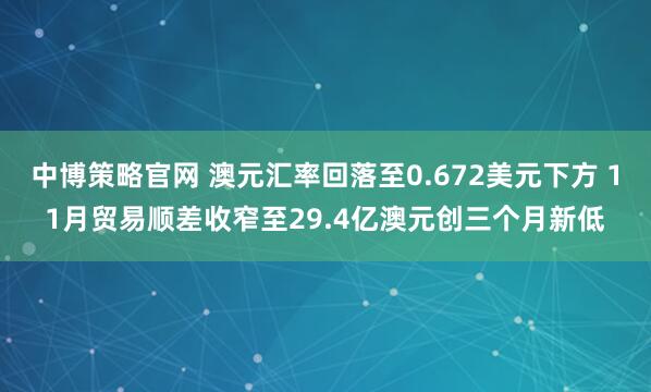 中博策略官网 澳元汇率回落至0.672美元下方 11月贸易顺差收窄至29.4亿澳元创三个月新低
