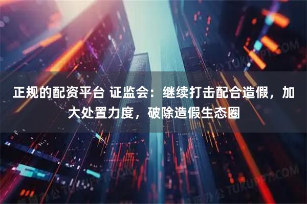 正规的配资平台 证监会：继续打击配合造假，加大处置力度，破除造假生态圈